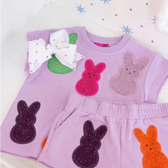 QUEEN OF SPARKLES -Multi Peep Kids Bunny Matching Set -Lavender size 6 - Picture 5 of 15